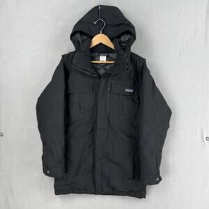 Patagonia Isthmus Coat Mens Small Black Down Parka H2No Hooded Waterproof Ski